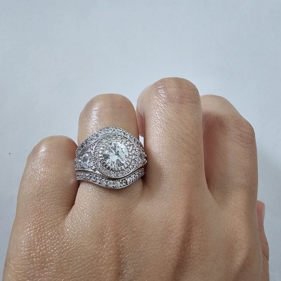 3Pc 925 sterling silver weeding ring - Picture 6 of 6